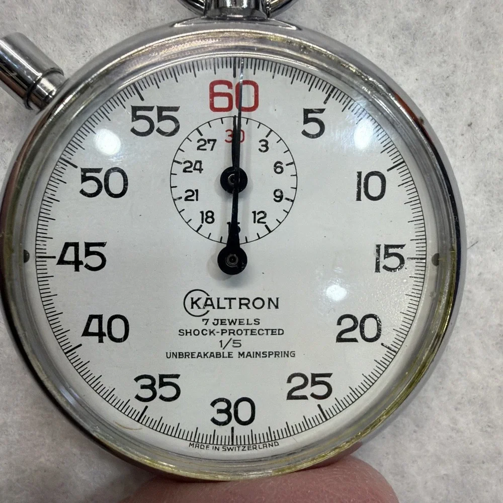 Vintage Kaltron Mechanical Stopwatch,‎ Shock Protected, Swiss Made, Works W/box